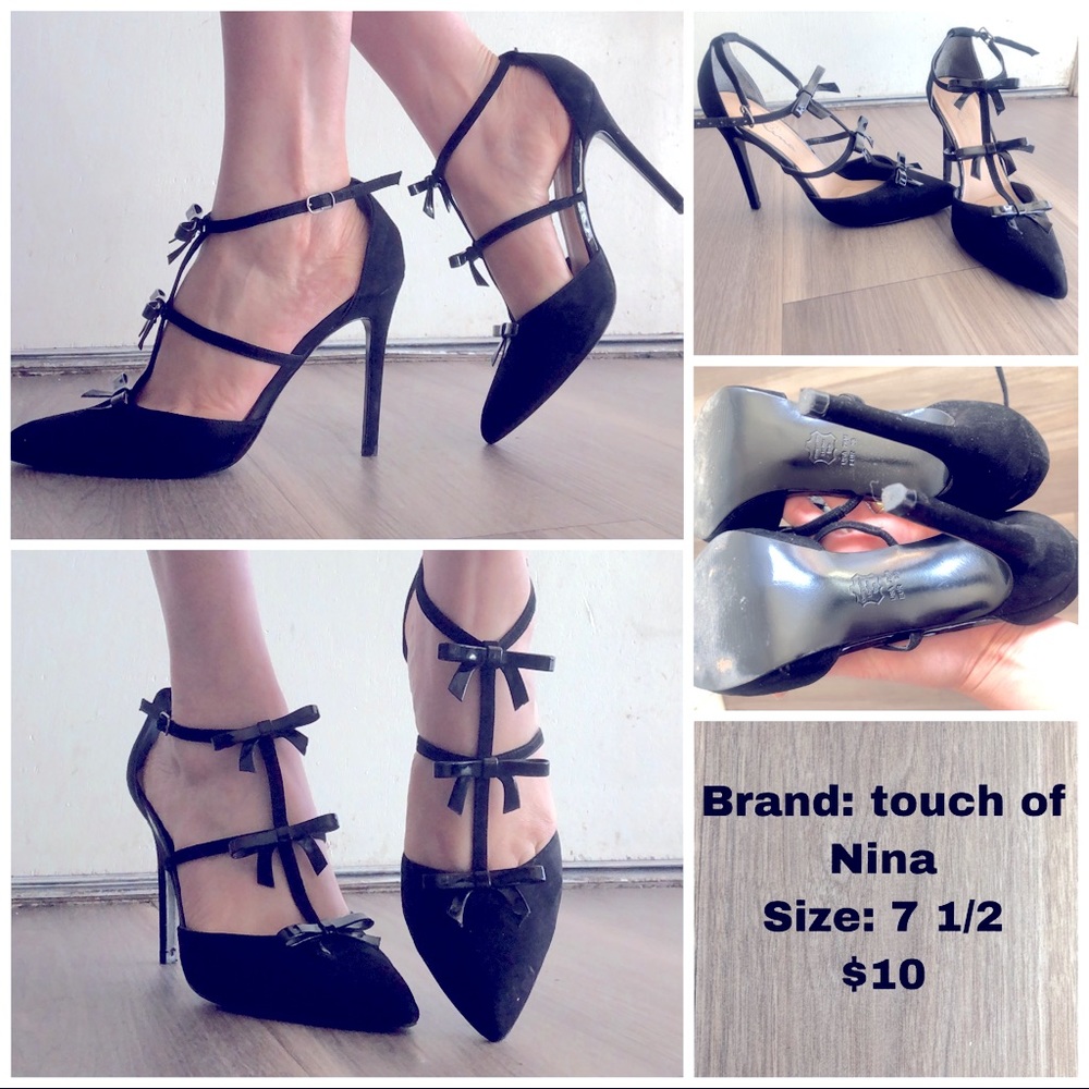 Cute bow black heels